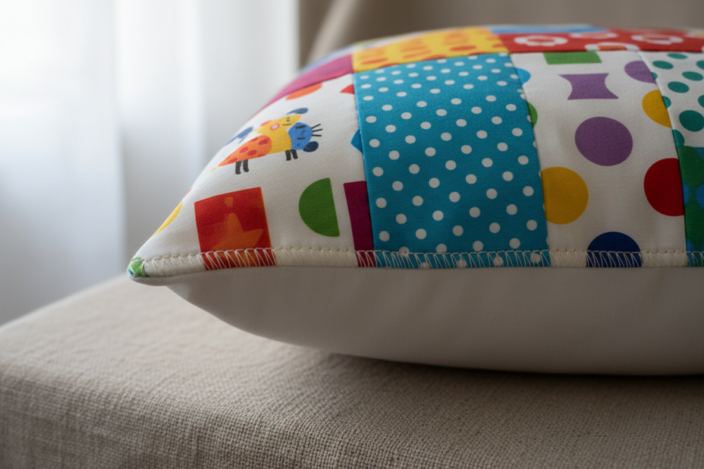 handmade pillowcase showing simple sewing techniques