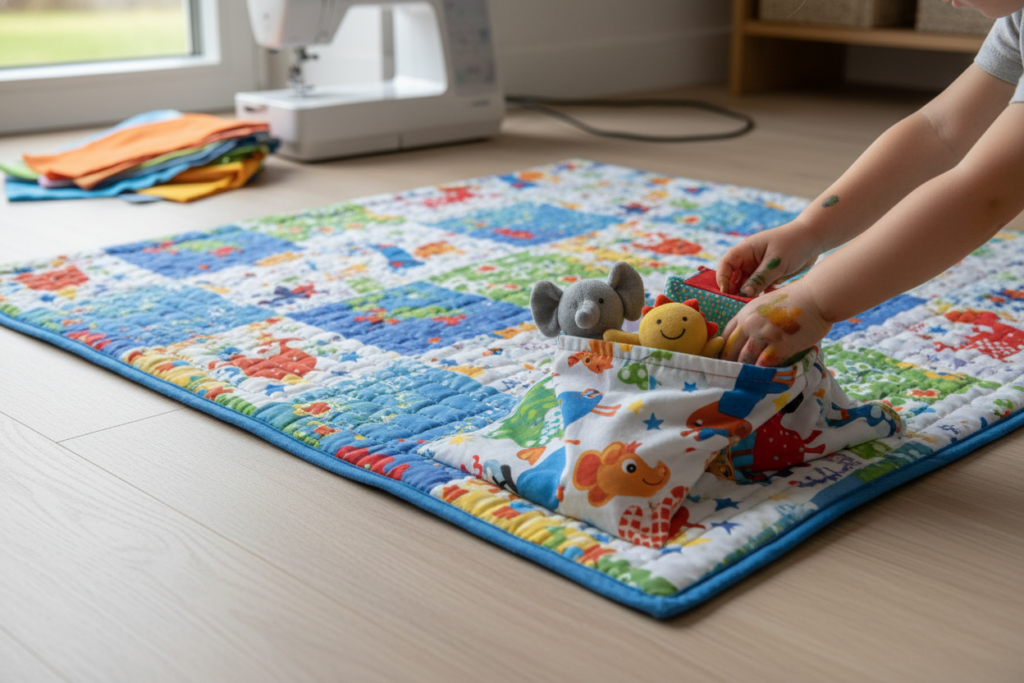 handmade playmat with storage pocket for toys and beginner sewing handmade playmat with storage pocket for toys and beginner sewing