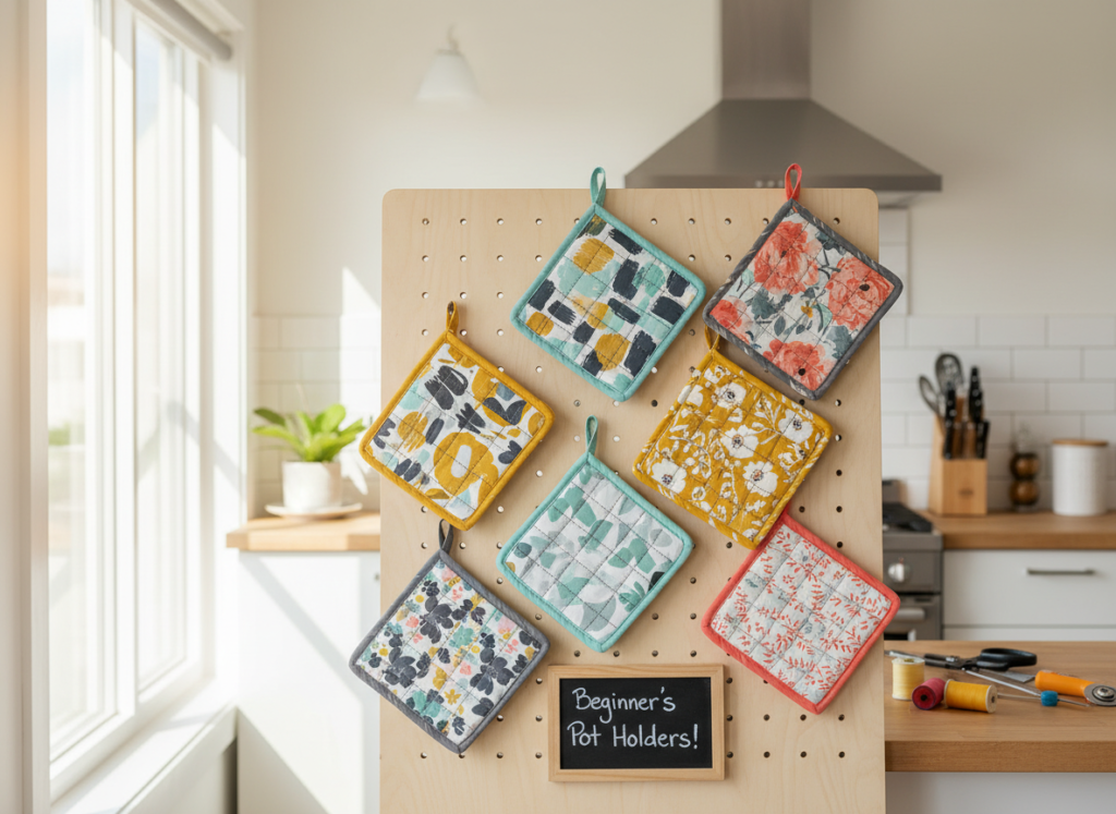 handmade pot holders quilted cotton fabric