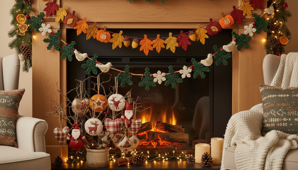 handmade seasonal decorations sewn from fabric
