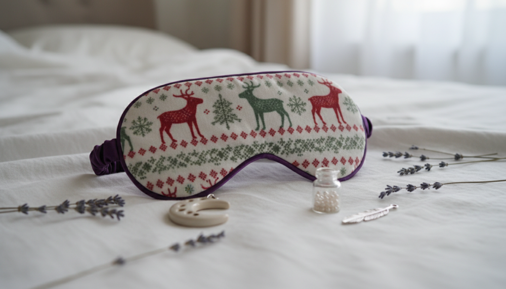 handmade sleep eye mask with christmas pattern