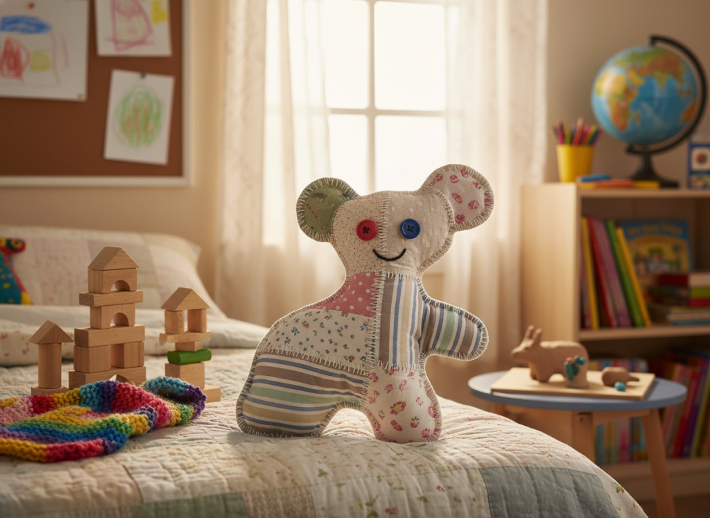 handmade stuffed toy made by child using simple hand stitching handmade stuffed toy made by child using simple hand stitching
