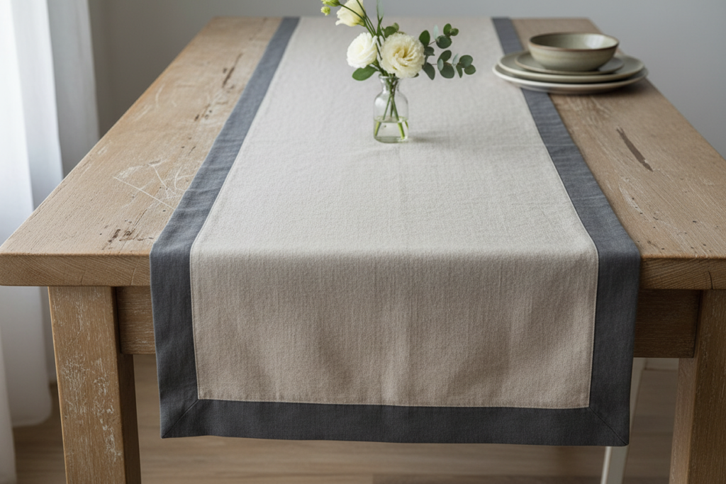 handmade table runner showing beginner straight line sewing technique handmade table runner showing beginner straight line sewing technique