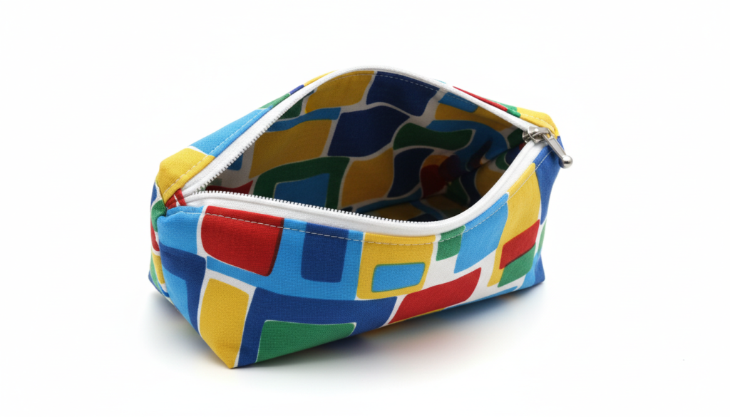 handmade zipper pouch showing zipper installation