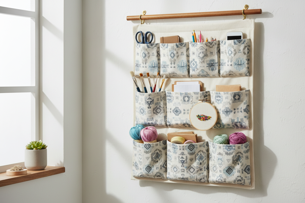 hanging wall organizer with multiple pockets