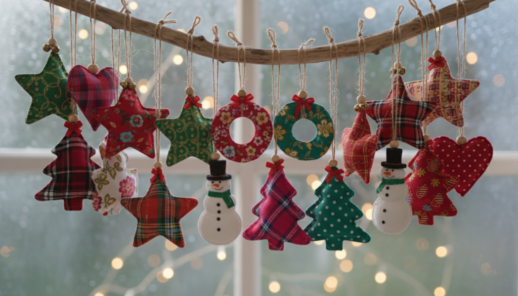 holiday ornaments made from fabric