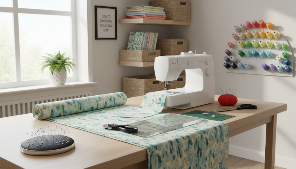 inviting sewing workspace ready for a new project