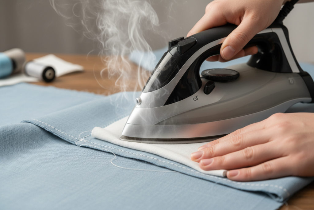 iron pressing sewn seam flat