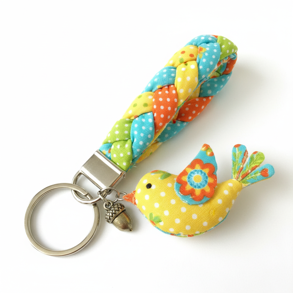 keychain with fabric charm