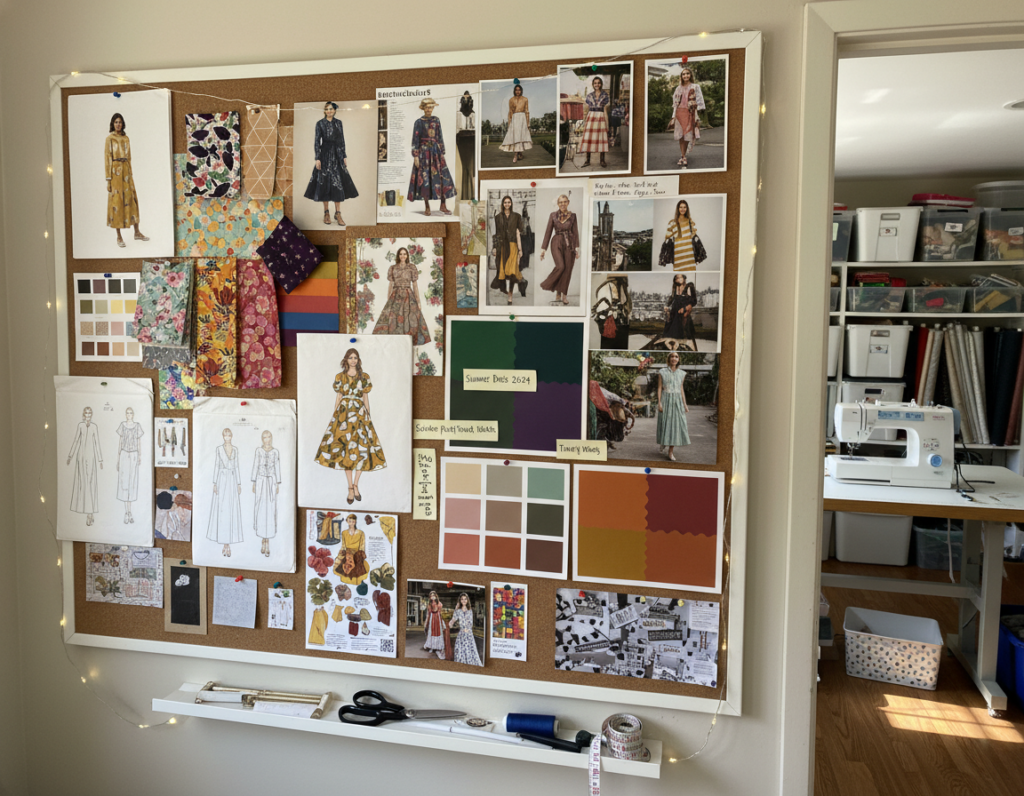 large cork board with fabric swatches pattern ideas and photos
