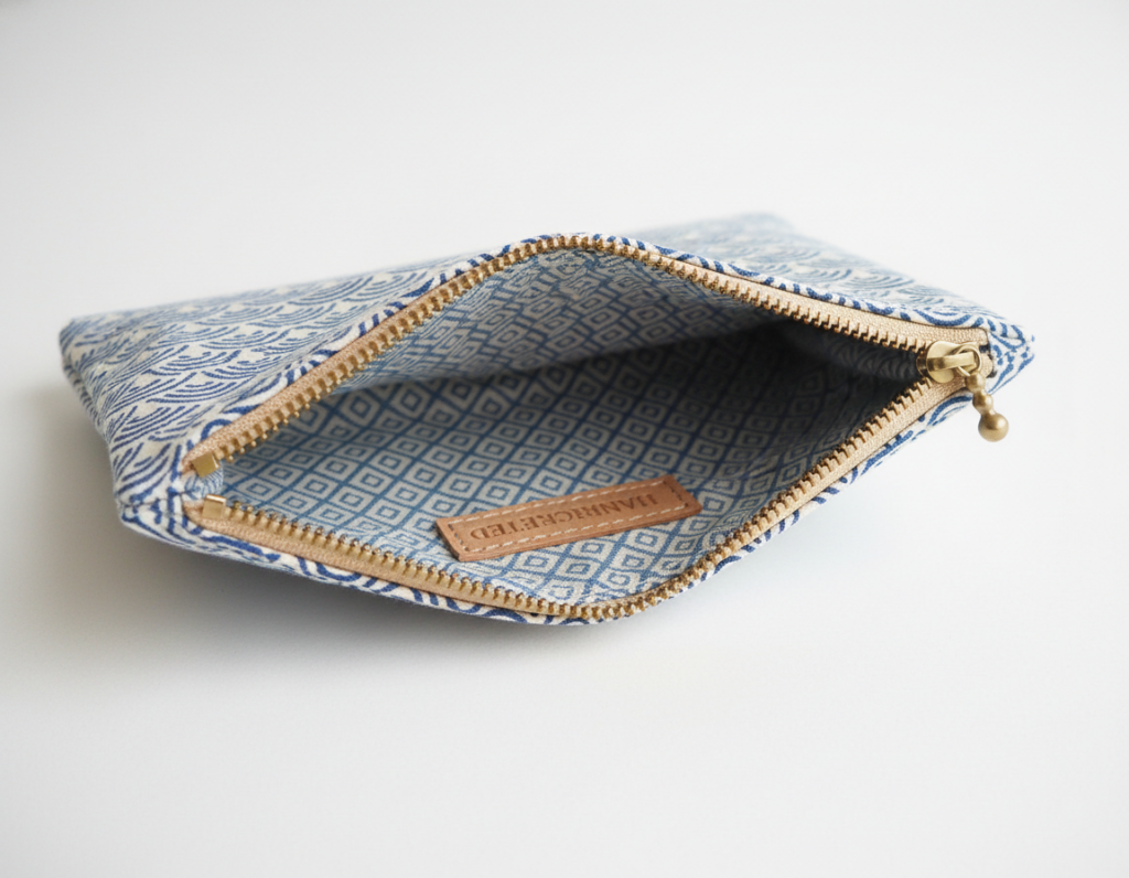 lined zipper pouch showing interior construction