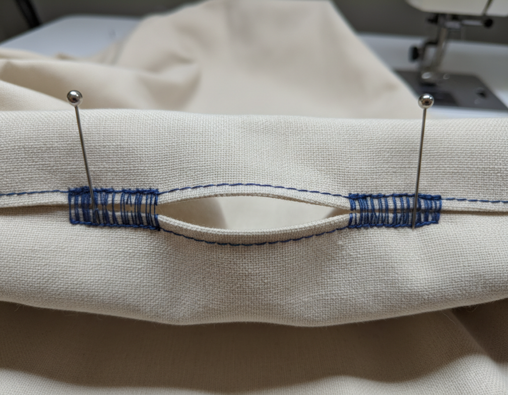 lining bottom seam showing turning gap