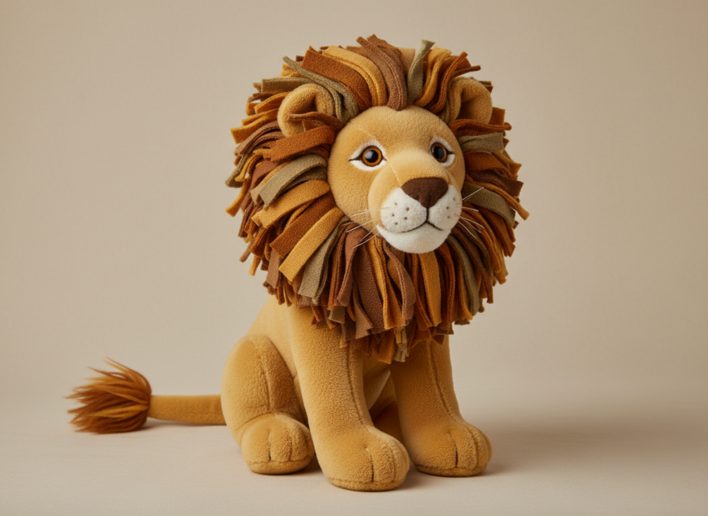 lion stuffed animal with fabric mane