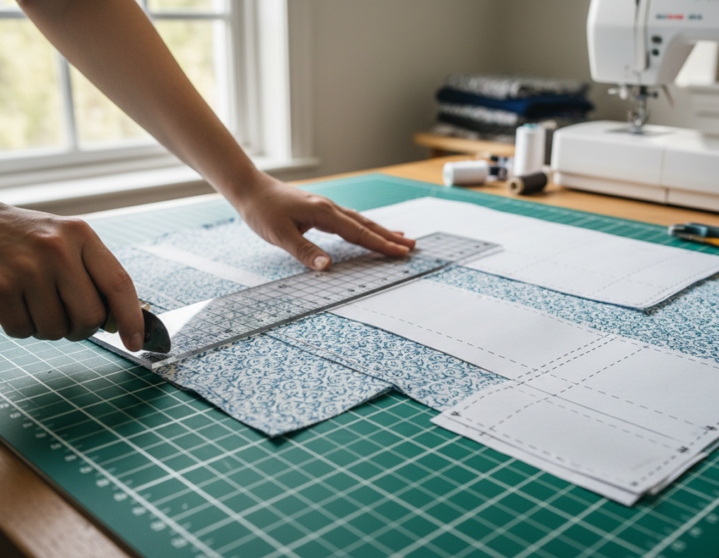 measuring and cutting fabric for sewing easy diy top project