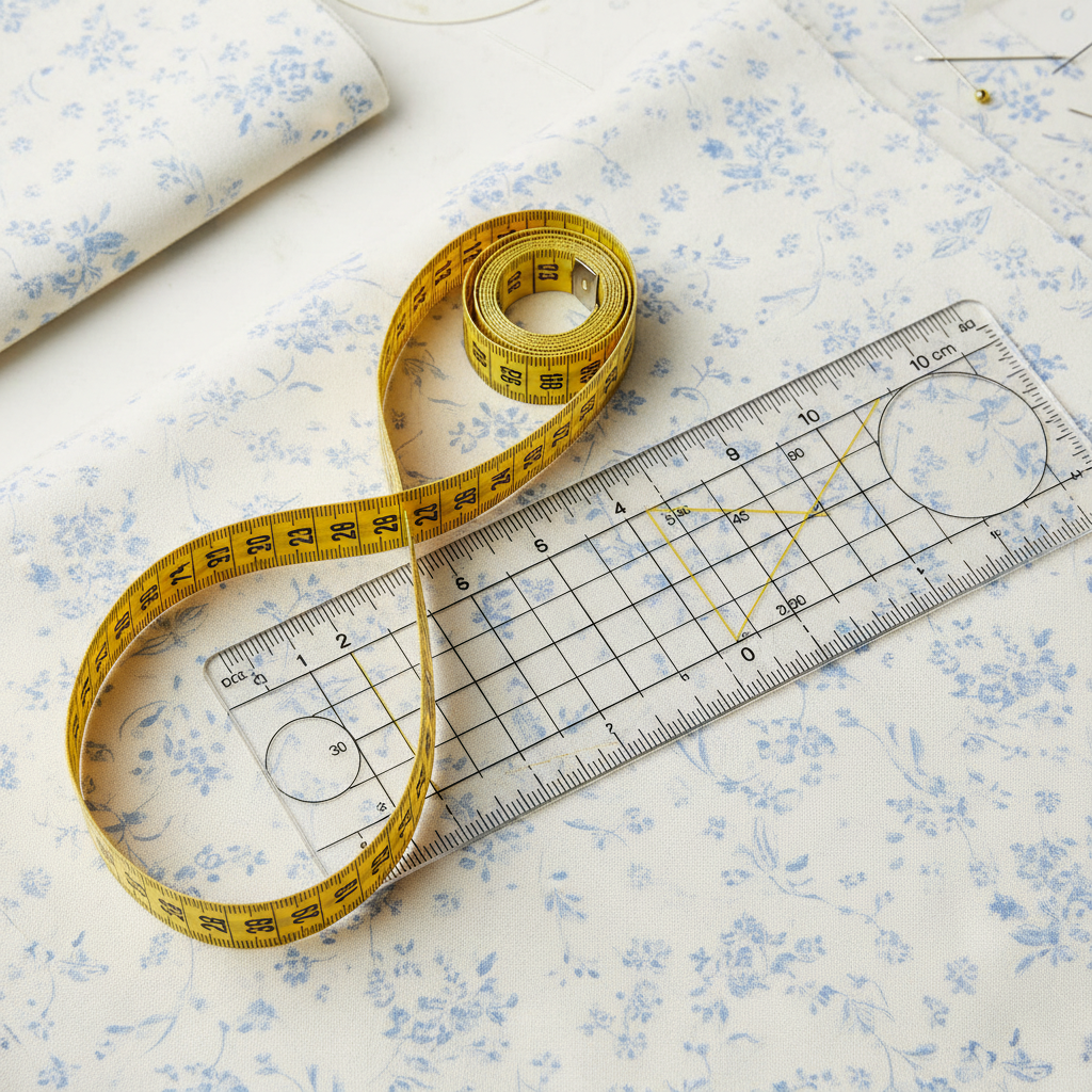 measuring tape and clear quilting ruler