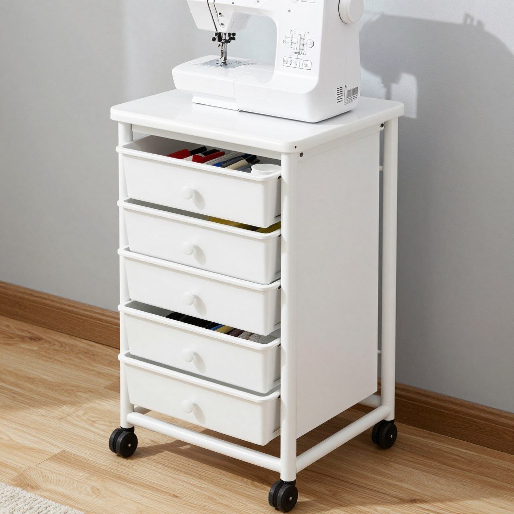 mobile sewing cart with storage drawers