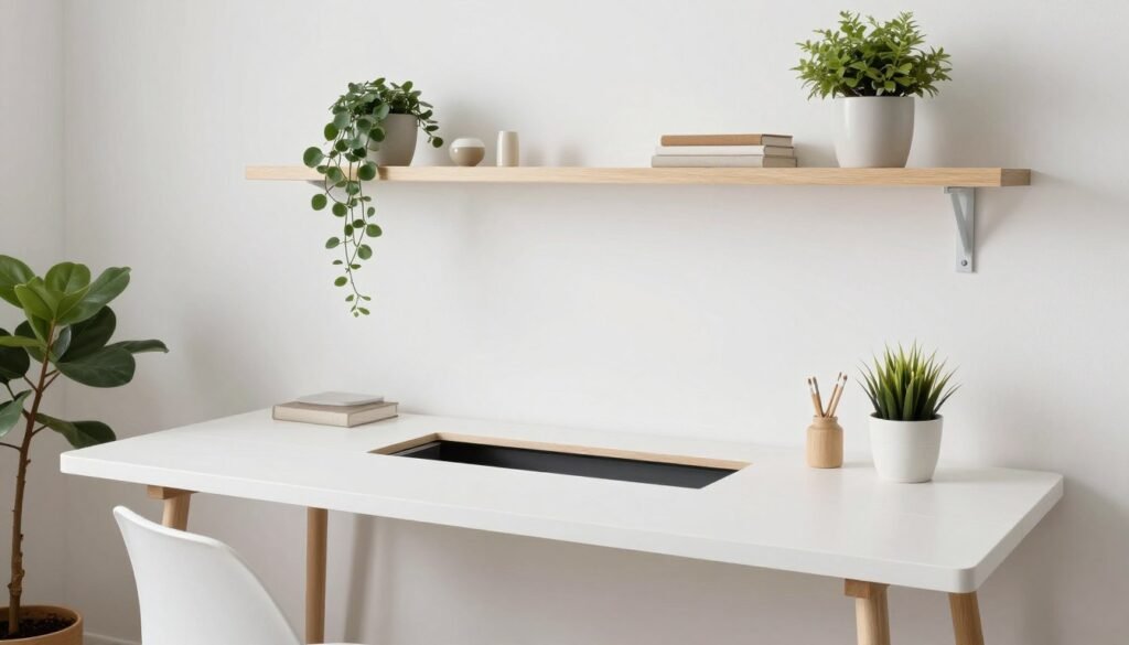 modern minimalist sewing room design with clean aesthetic