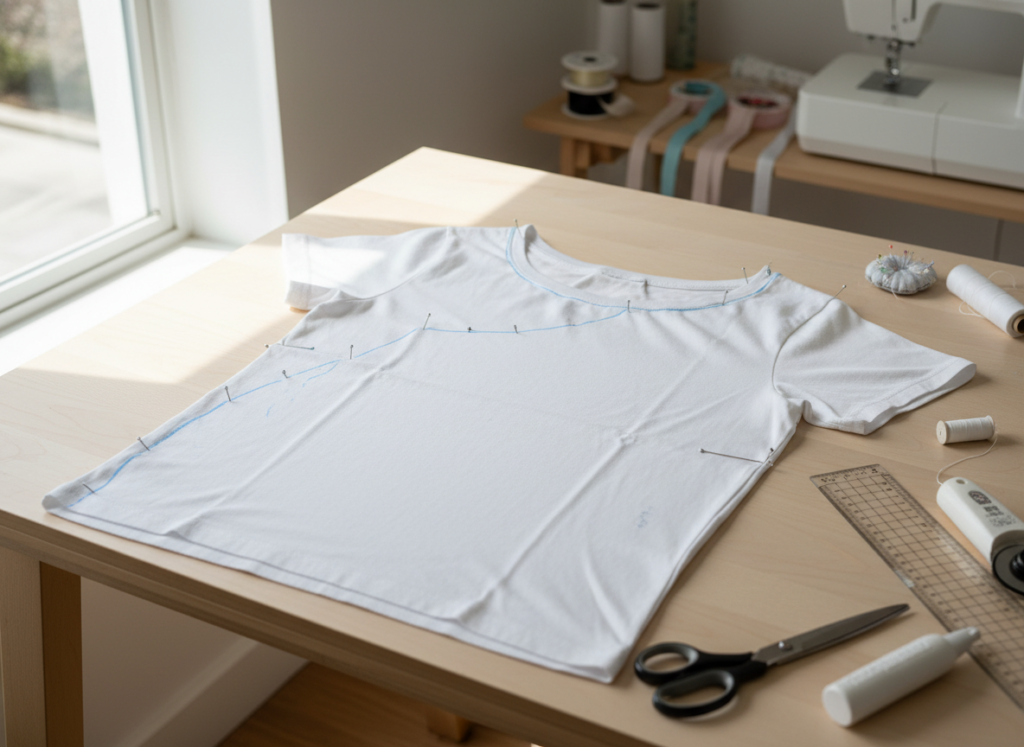 off-shoulder t-shirt cutting guide