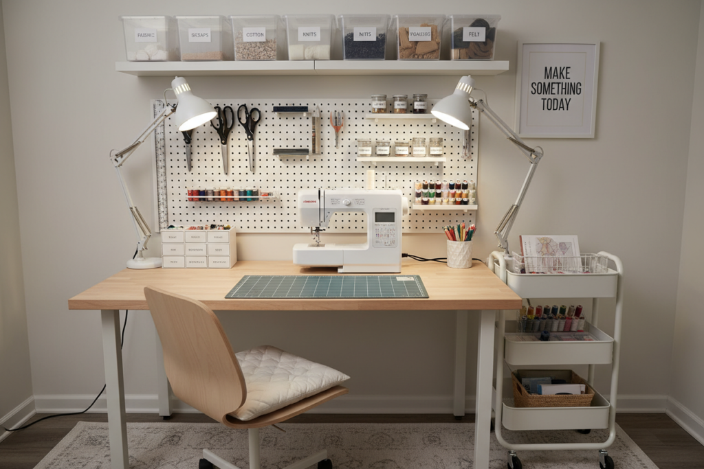 organizing sewing workspace for beginners