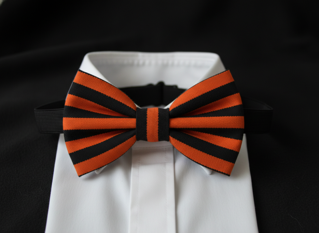 pattern for halloween bow tie with orange and black stripes