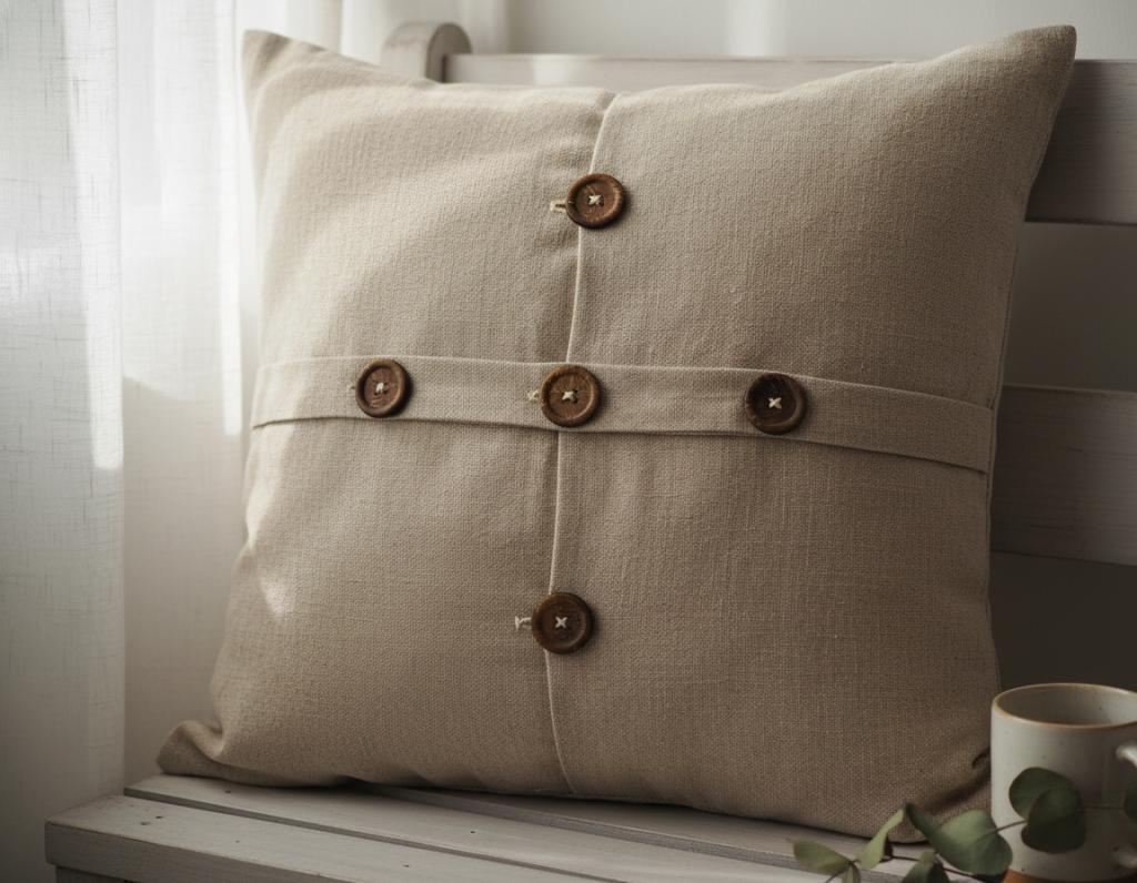 pillow cover with button closure detail
