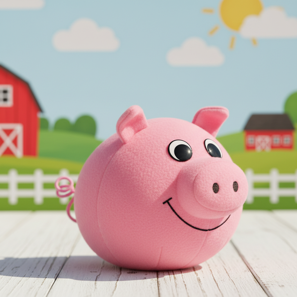 pink pig stuffed animal with curly tail