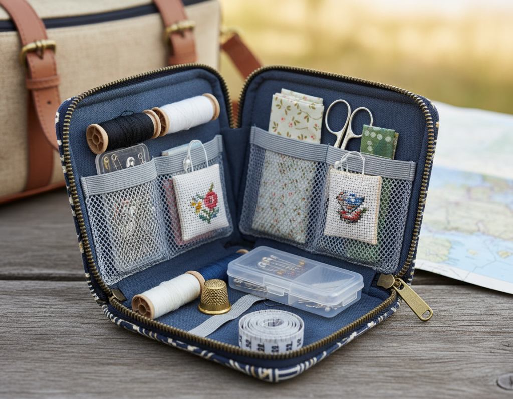 portable hand sewing kit in zippered pouch with essential supplies portable hand sewing kit in zippered pouch with essential supplies