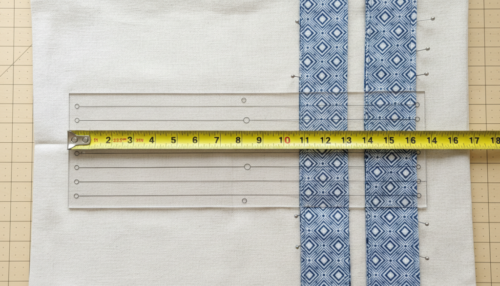 positioning tote bag straps on outer fabric