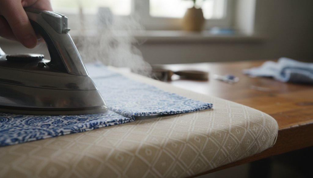 pressing hem on cloth napkin
