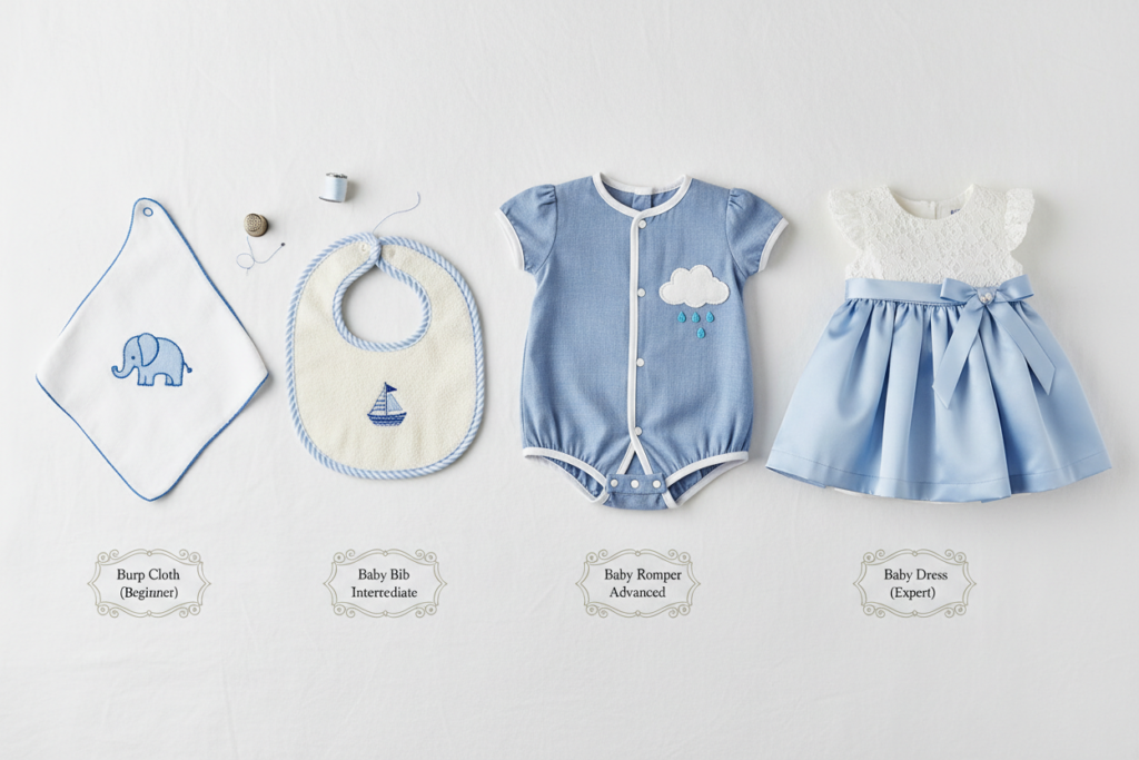progression of baby sewing projects