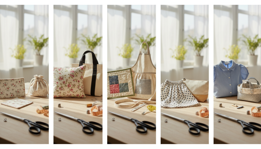 progression of sewing projects from simple to complex