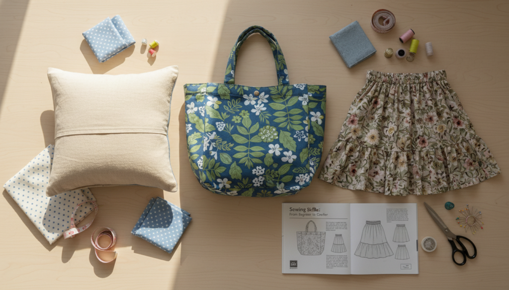 progression of sewing projects from simple to complex