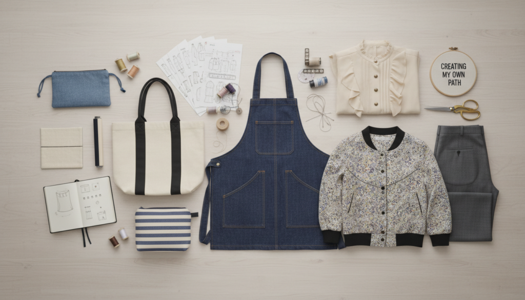 progression of sewing projects from simple to complex