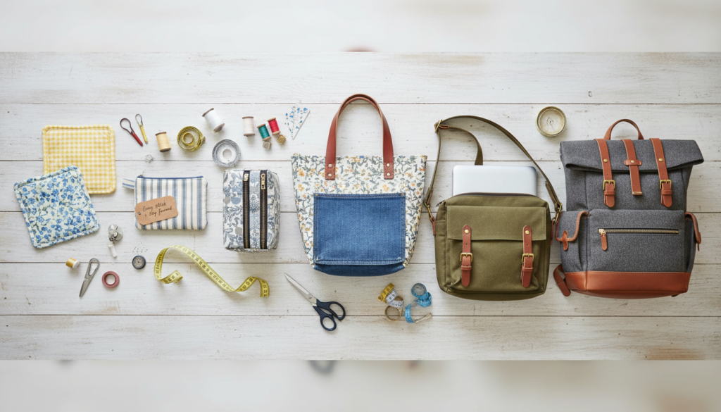 progression of sewing skills from simple to complex projects