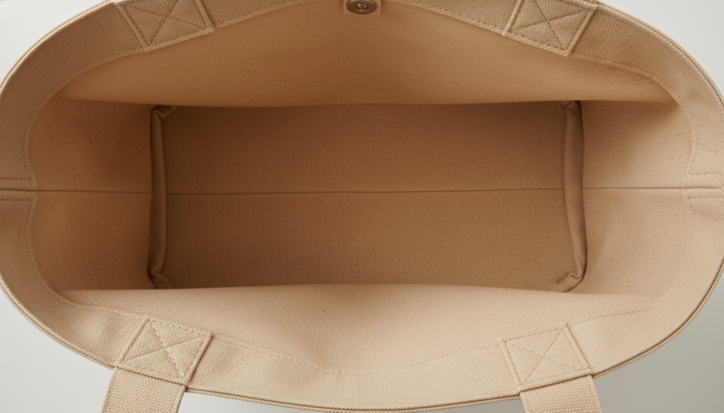 properly pressed seams on tote bag interior