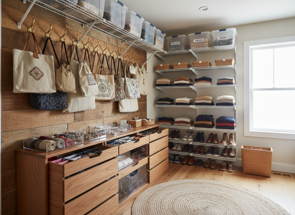 properly stored and maintained handmade fabric items in organized space