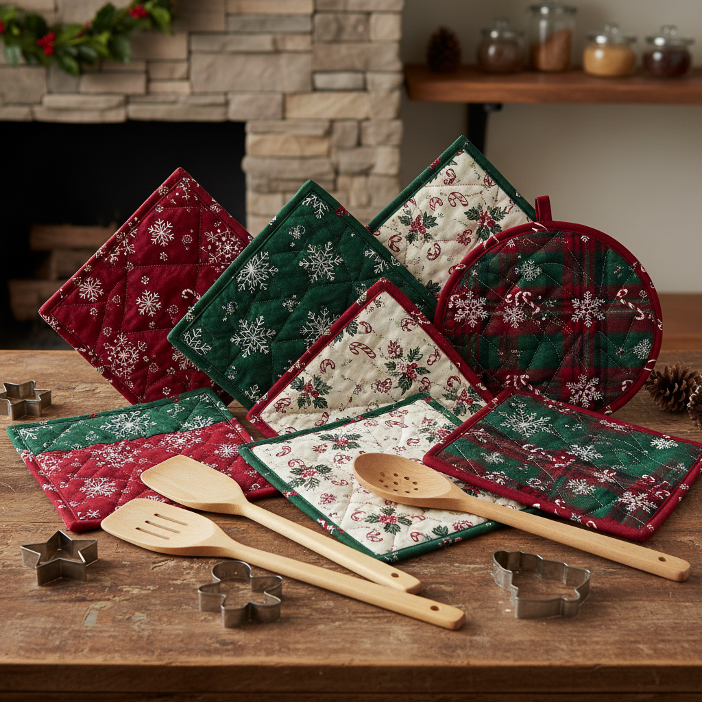 quilted pot holders with christmas patterns