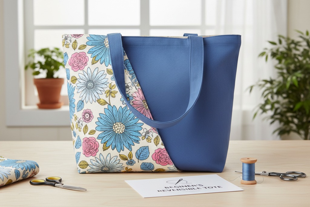 reversible tote bag beginner sewing pattern