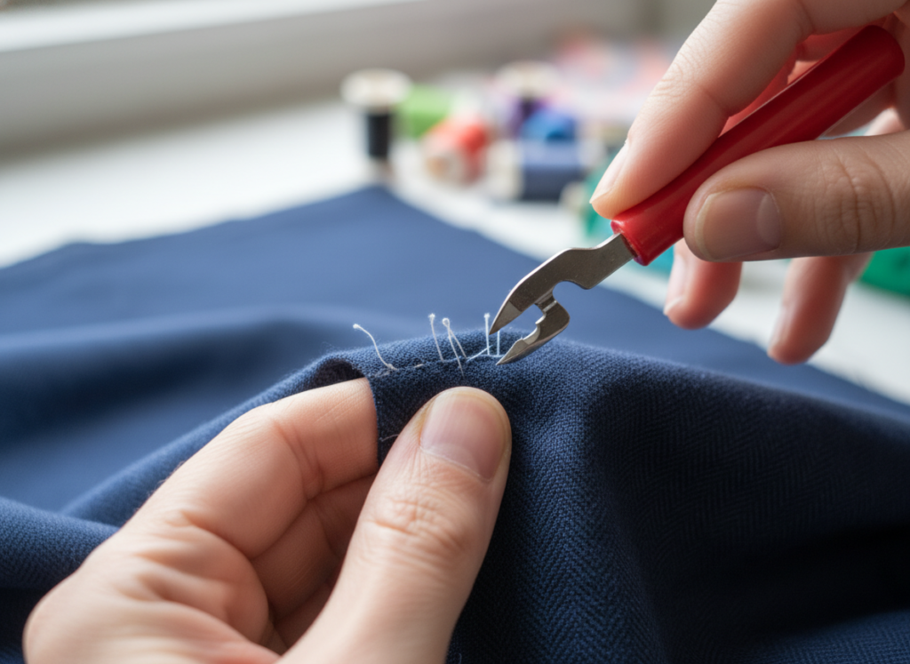 seam ripper removing incorrect stitches