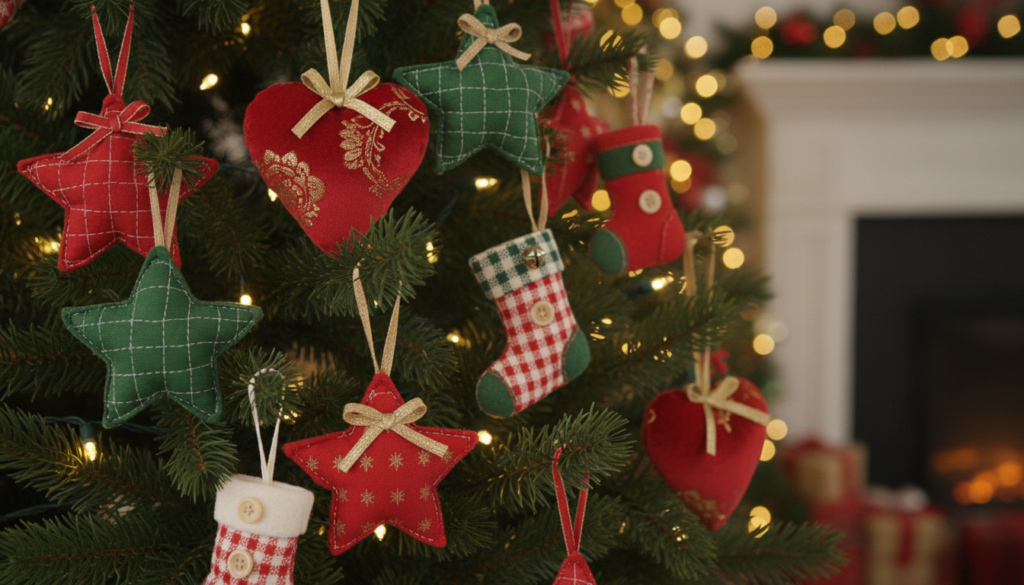seasonal fabric ornaments and decorations for holidays