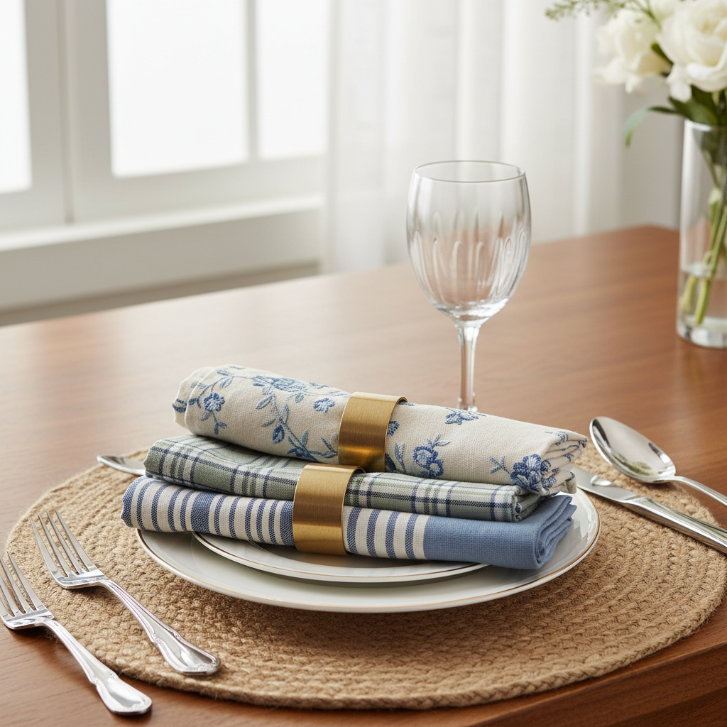 set of colorful handmade cloth napkins