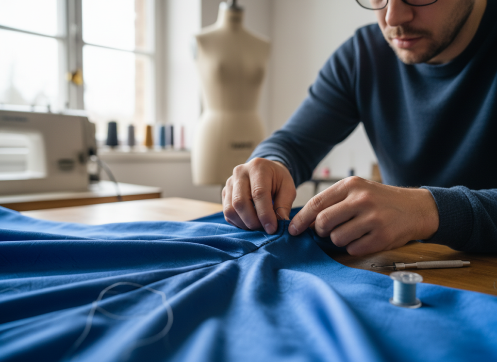 sewer examining dress construction issue
