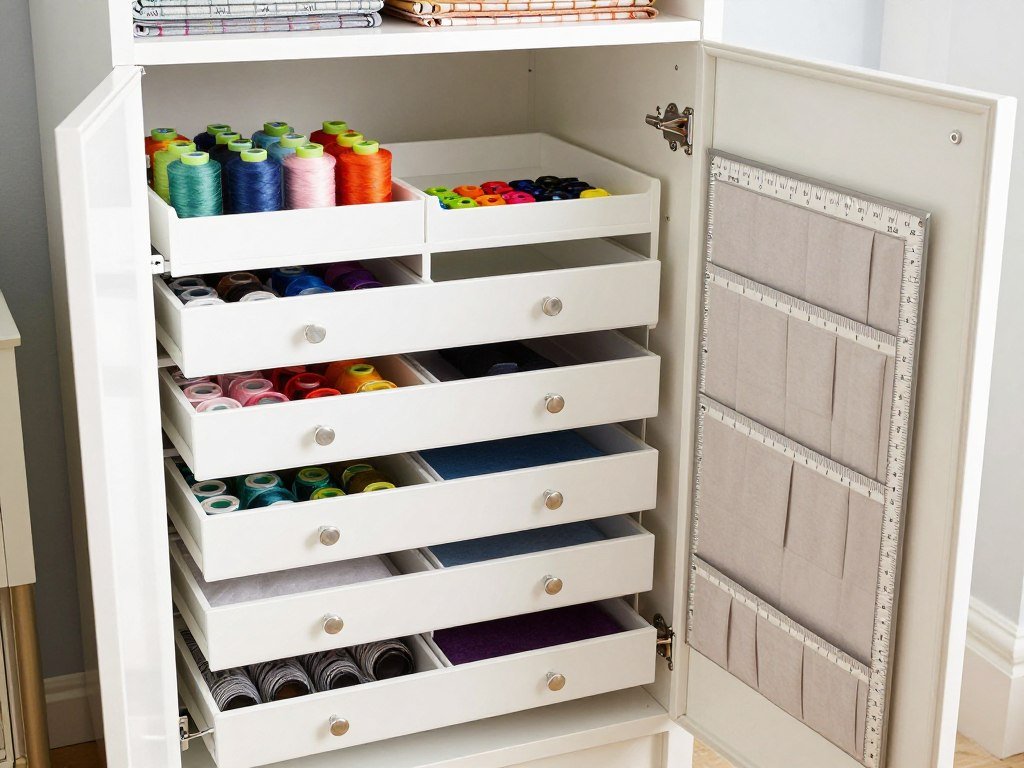 sewing cabinet interior organization system