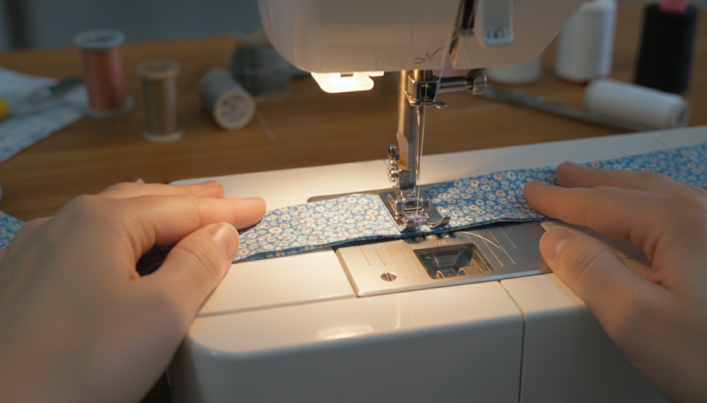 sewing curved edges of headband