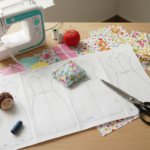 sewing easy diy dress sewing patterns free workspace with fabric and scissors