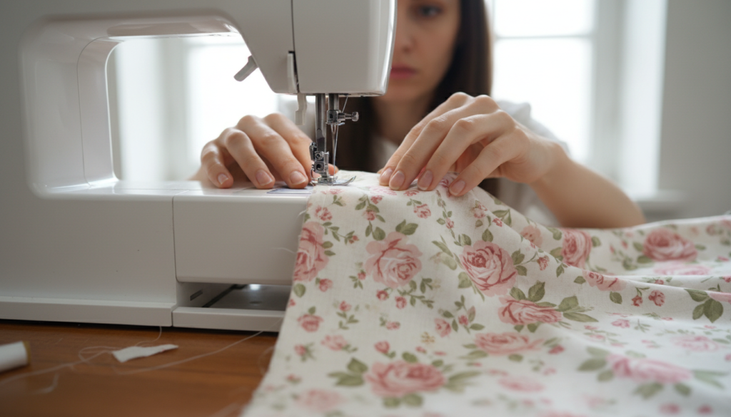 sewing machine stitching dress bodice seams