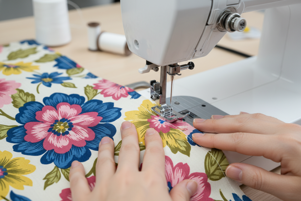 sewing machine stitching dress seam