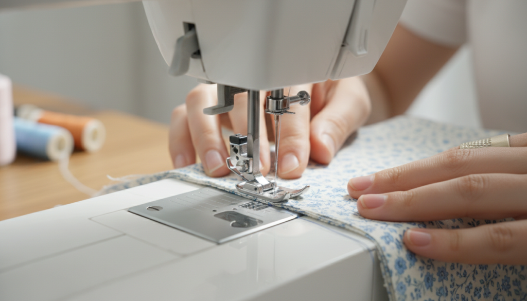sewing machine stitching dress seams