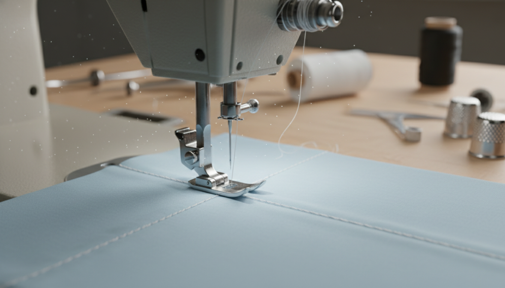 sewing machine stitching shirt seam