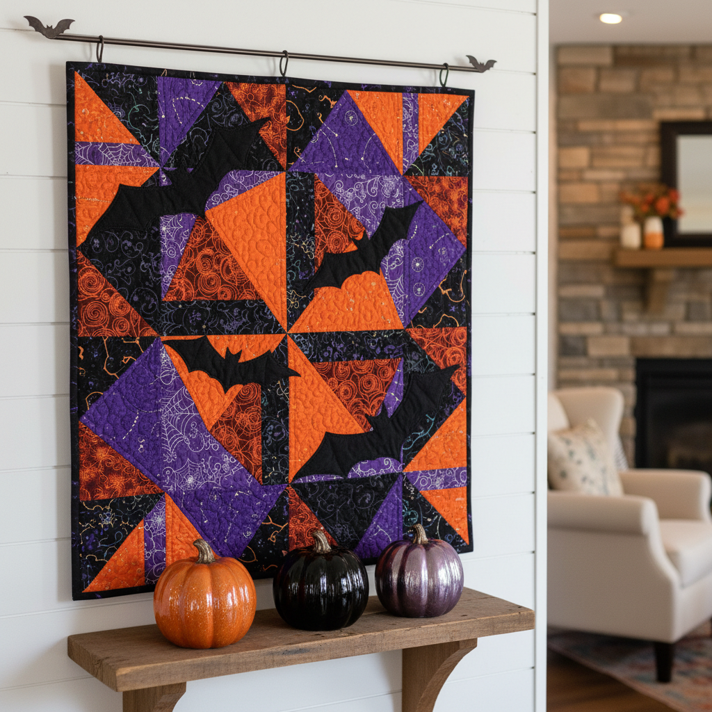 sewing pattern for halloween wall hanging with patchwork design